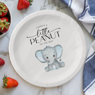 Little Peanut Blue Elephant Baby Shower Paper Plate