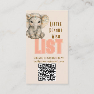 Little Peanut Boho Safari Elephant Boy Baby Shower Enclosure Card