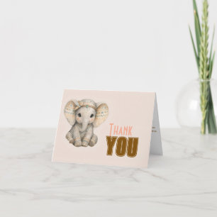Little Peanut Boho Safari Elephant Boy Baby Shower Thank You Card