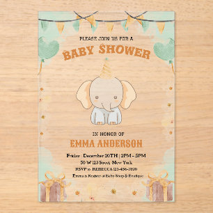 Little Peanut Dreams – Elephant Baby Shower  Acrylic Invitations