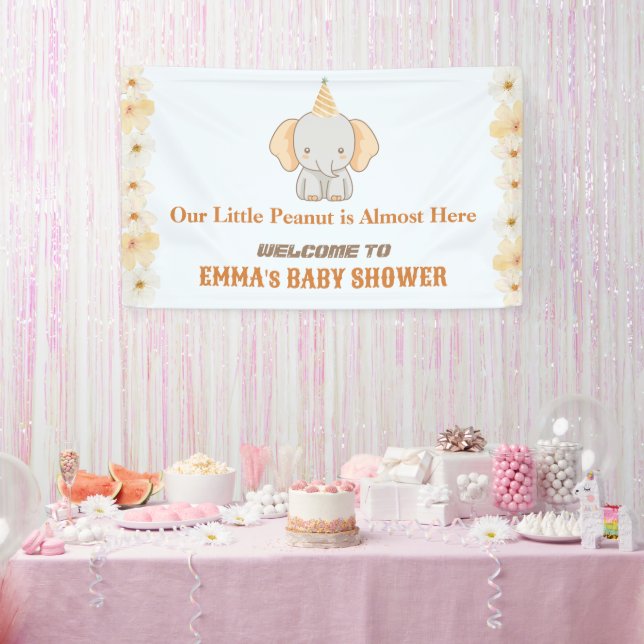 Little Peanut Dreams – Elephant Baby Shower Banner (Party)