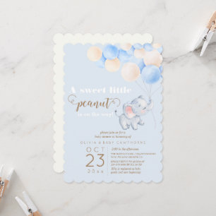 Little Peanut Elephant Baby Boy Shower Invitation
