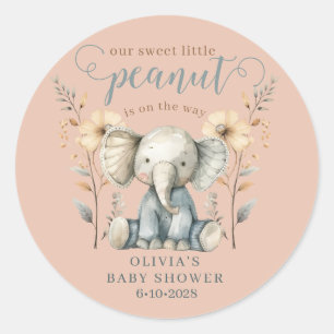 Little Peanut Elephant Baby Shower Classic Round Sticker