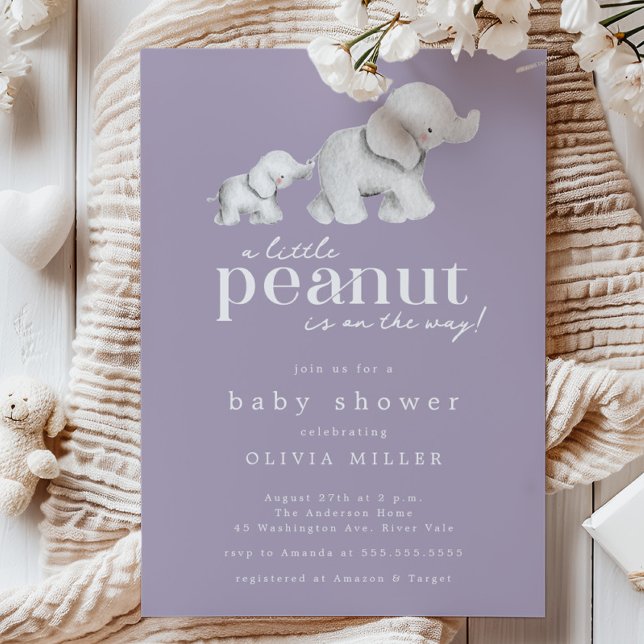 Little Peanut Elephant Baby Shower Invitation (Creator Uploaded)