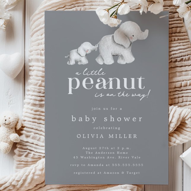 Little Peanut Elephant Baby Shower Invitation (Creator Uploaded)