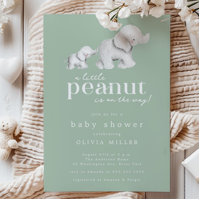 Little Peanut Elephant Baby Shower Invitation (Creator Uploaded)