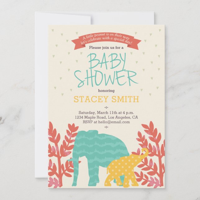 Little Peanut Elephant Baby Shower Invitation (Front)