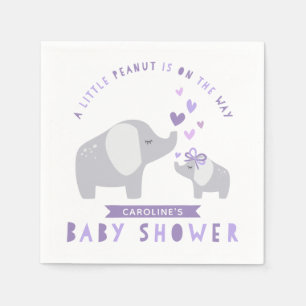 Little Peanut Elephant Baby Shower Purple Napkin