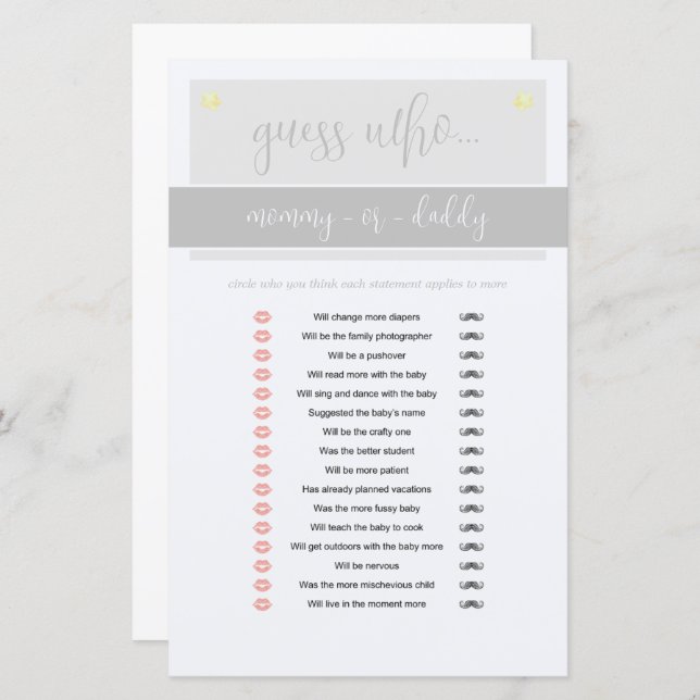 Little Peanut Elephant Boy Baby Shower Game (Front/Back)