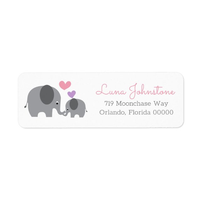 Little Peanut Elephant Mummy & Baby Return Address (Front)