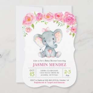 Little Peanut Girl Elephant Baby Shower Invitation