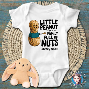 Little Peanut in A Family Full of Nuts Print Baby Bodysuit