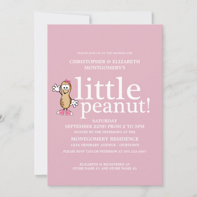 Little Peanut (Pink) Baby Shower Invitation (Front)