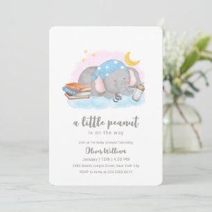 Little Peanut Sleeping Elephant Baby Shower Invitation