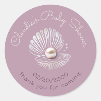 Little Pearl Baby Shower Classic Round Sticker
