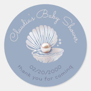 Little Pearl Baby Shower Classic Round Sticker