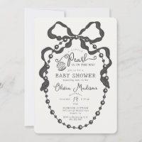Little Pearl Black Coquette Bow Baby Shower Invite