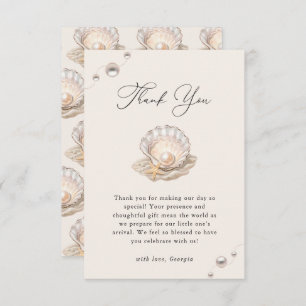 Little Pearl Ocean Beach Seashell Girl Baby Shower Thank You Card