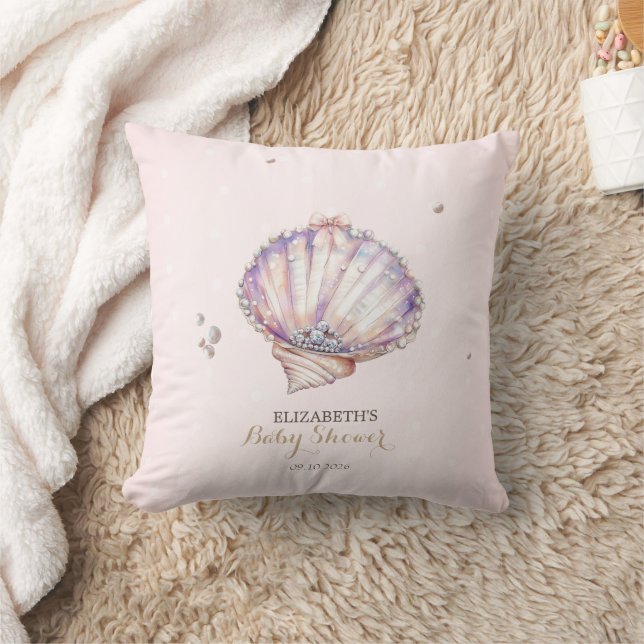 Little Pearl Seashells Diamonds Dots Baby Shower Cushion (Blanket)