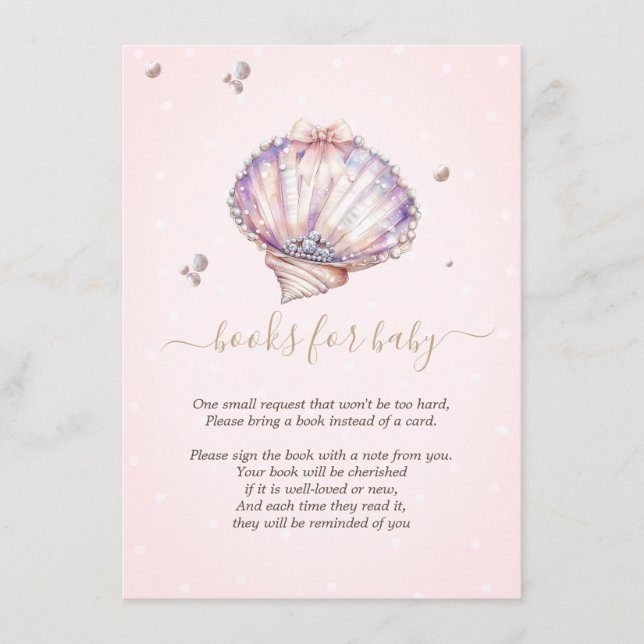 Little Pearl Seashells Diamonds Dots Baby Shower Enclosure Card (Front)