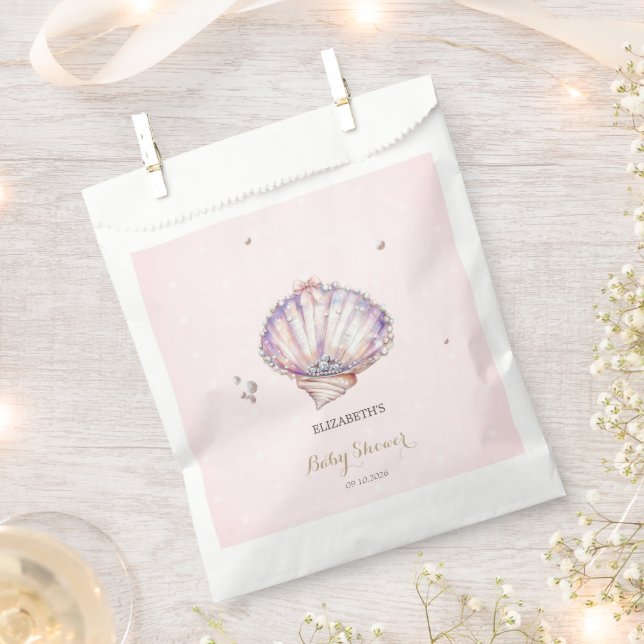 Little Pearl Seashells Diamonds Dots Baby Shower Favour Bags (Clipped)