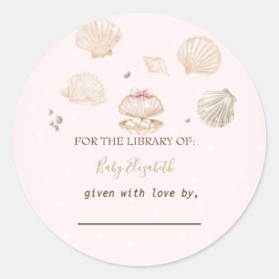 Little Pearl Seashells Dots Baby Shower Classic Round Sticker