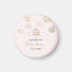Little Pearl Seashells Dots Baby Shower Magnet