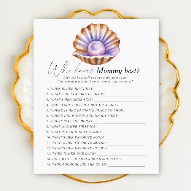 Little Pearl Shell - Who knows mummy best game (Creator Uploaded)