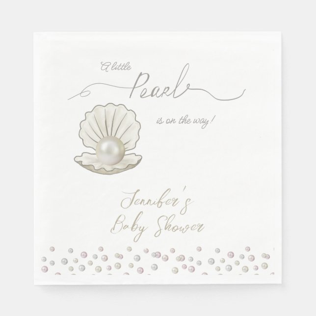 Little Pearl Under the Sea Pearlcore Baby Shower Napkin (Front)