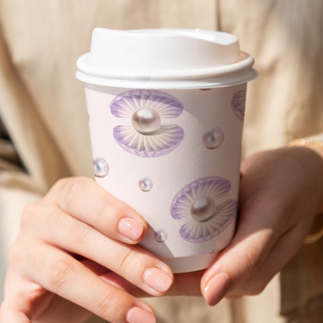 Little Pearl Watercolor Purple Seashell Baby Showe Paper Cups (Creator Uploaded)