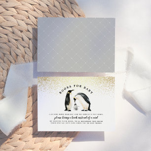 Little Penguin   Baby Shower Books For Baby Enclosure Card