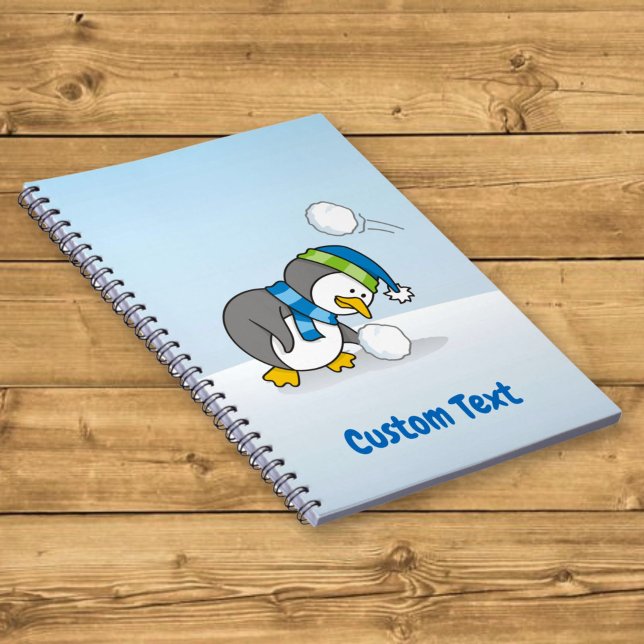 Little penguin getting a snow ball spiral notebook (Creator Uploaded)