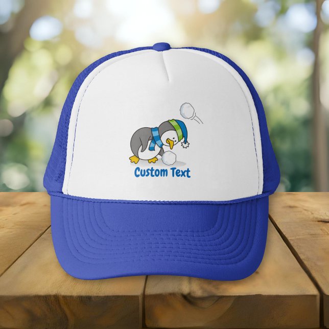 Little penguin getting a snow ball trucker hat (Creator Uploaded)