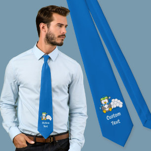 Little penguin sitting with snowballs neck tie