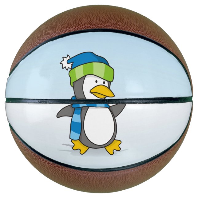Little penguin walking on snow basketball (Front)