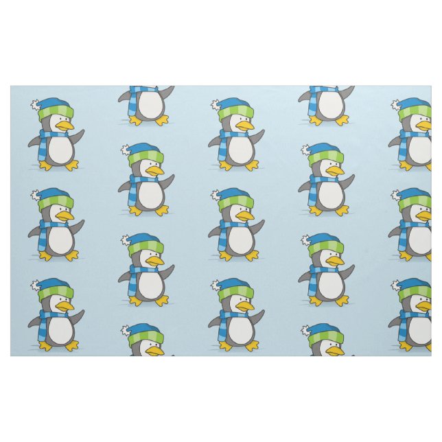 Little penguin walking on snow fabric (Fat Quarter)