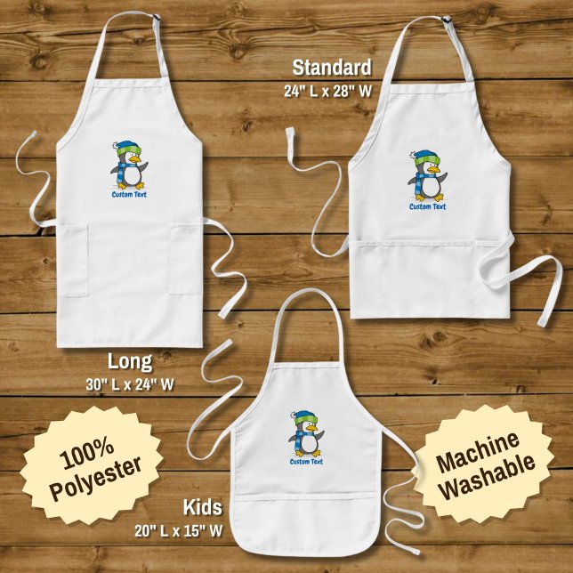 Little penguin walking on snow long apron (Creator Uploaded)