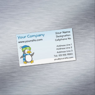 Little penguin walking on snow magnetic business card