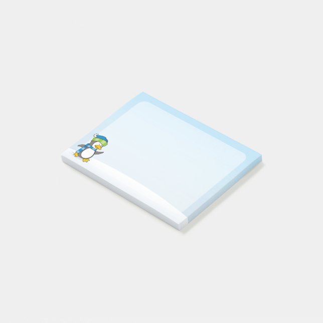 Little penguin walking on snow post-it notes (Angled)