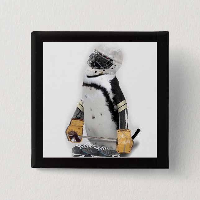 Little  Penguin Wearing Hockey Gear 15 Cm Square Badge (Front)