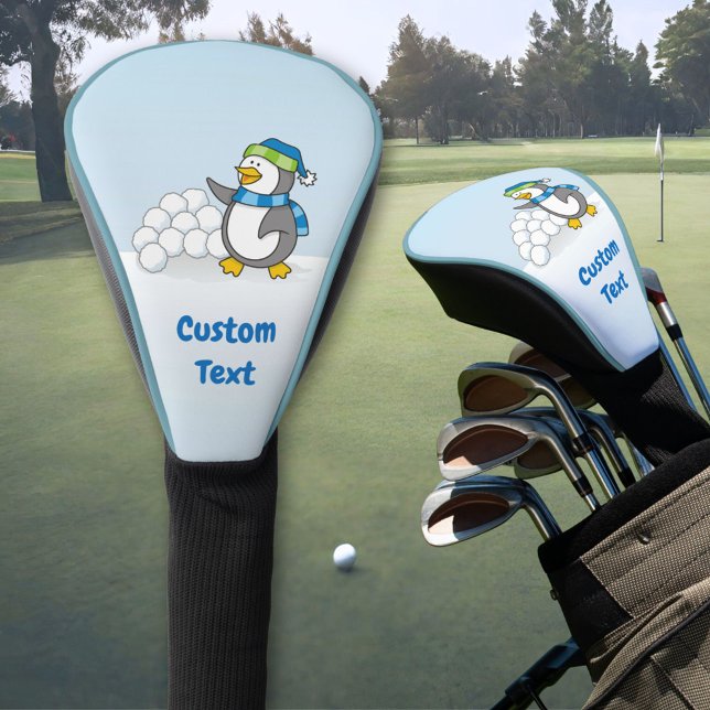 Little penguin with snow balls waving golf head co cover (Creator Uploaded)