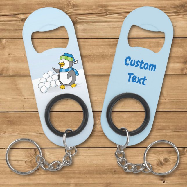 Little penguin with snow balls waving keychain bot (Creator Uploaded)