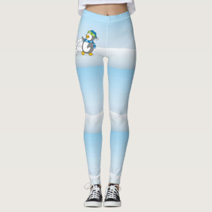 Little penguin with snow balls waving leggings