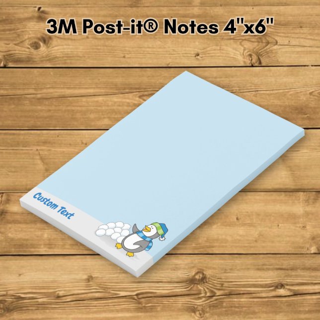 Little Penguin with Snow Balls Waving Post-it Note (Creator Uploaded)