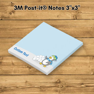 Little Penguin with Snow Balls Waving Post-it Notes