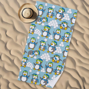 Little penguins background beach towel