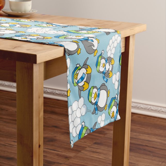 Little penguins background short table runner (In Situ)