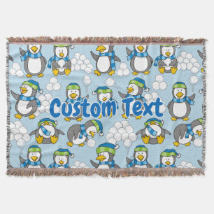 Little Penguins Background Throw Blanket
