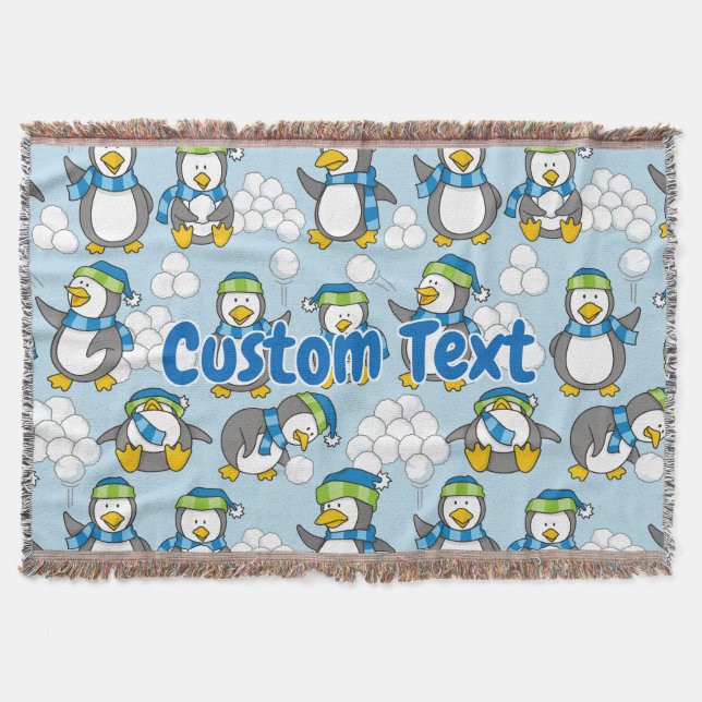 Little Penguins Background Throw Blanket (Front)