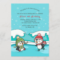 Little Penguins Ice Skaters Invitation